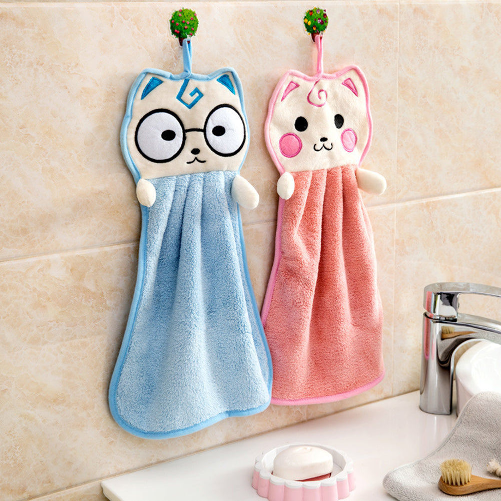 Absorbent Cartoon Thickened Kitchen Hanging Water Towel Washcloth Shower Gift