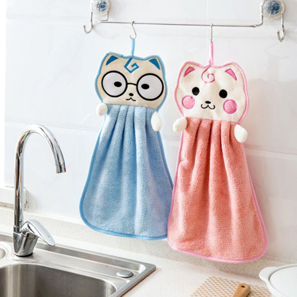 Absorbent Cartoon Thickened Kitchen Hanging Water Towel Washcloth Shower Gift
