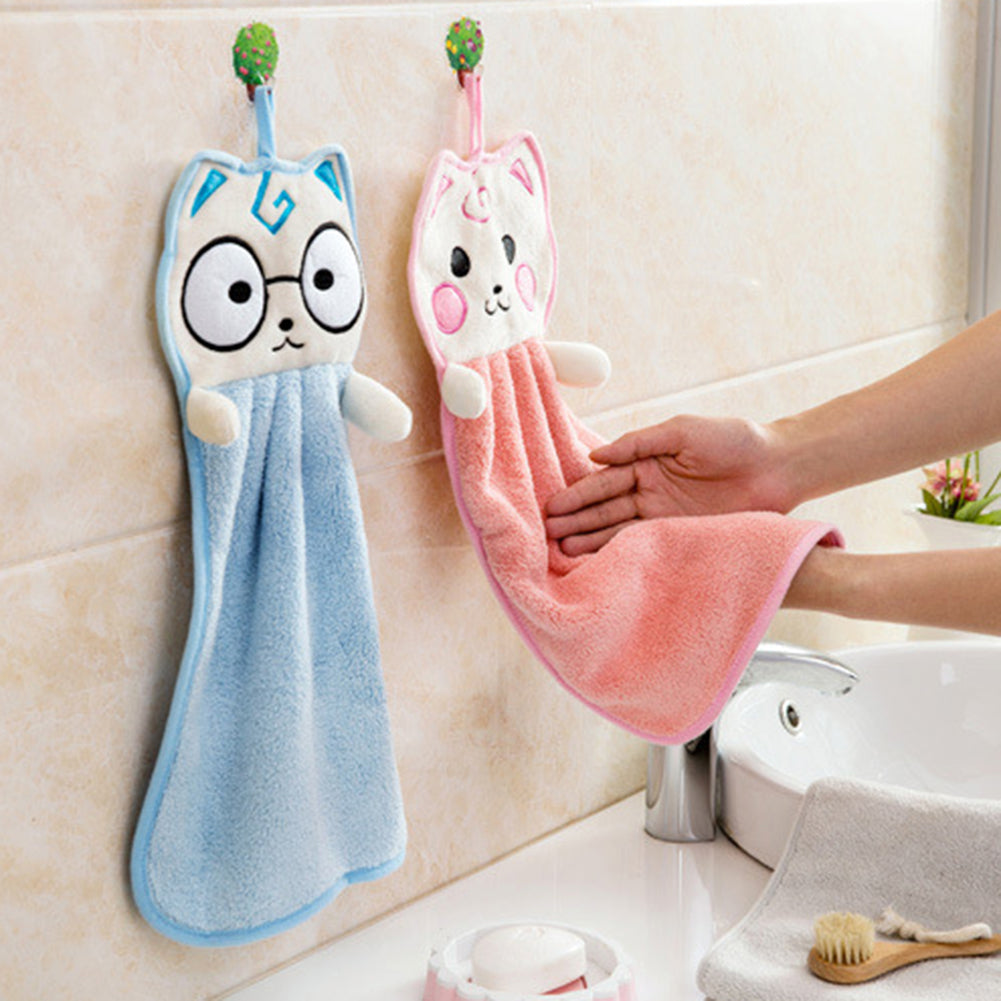 Absorbent Cartoon Thickened Kitchen Hanging Water Towel Washcloth Shower Gift