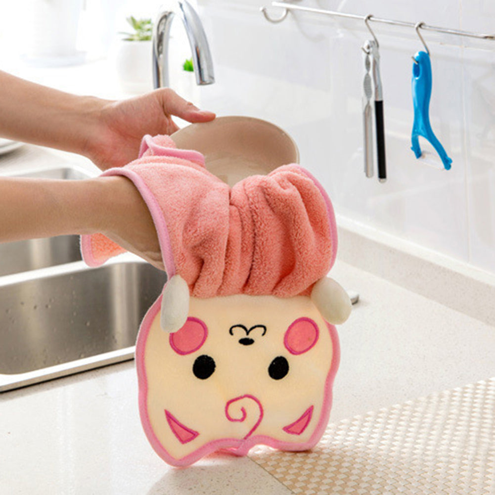 Absorbent Cartoon Thickened Kitchen Hanging Water Towel Washcloth Shower Gift