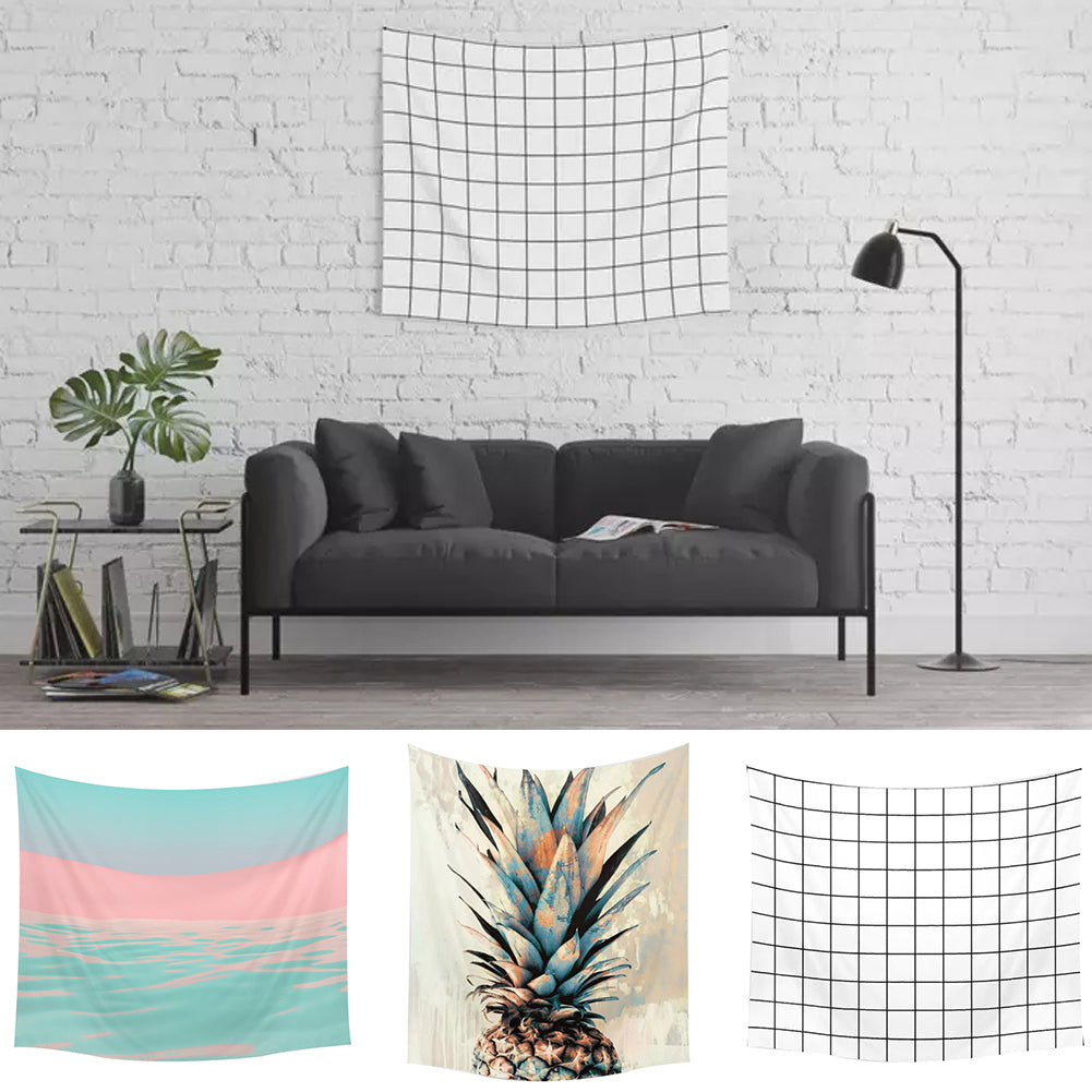 Grid Pink Beach Pineapple Wall Hanging Tapestry Home Decor Picnic Blanket Towel