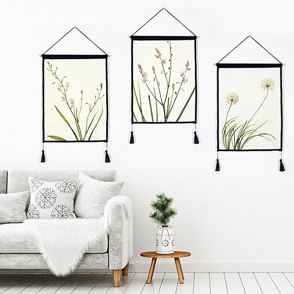 Nordic Flower Plant Tapestry Tassel Hanging Wall Art Background Home Decoration