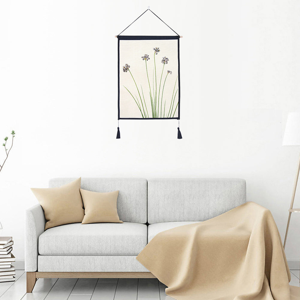 Nordic Flower Plant Tapestry Tassel Hanging Wall Art Background Home Decoration