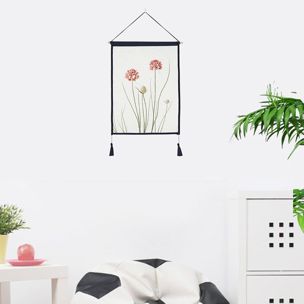 Nordic Flower Plant Tapestry Tassel Hanging Wall Art Background Home Decoration