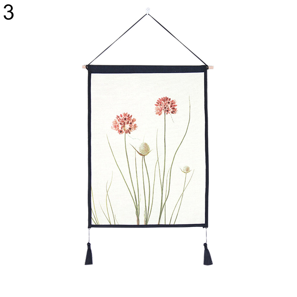 Nordic Flower Plant Tapestry Tassel Hanging Wall Art Background Home Decoration