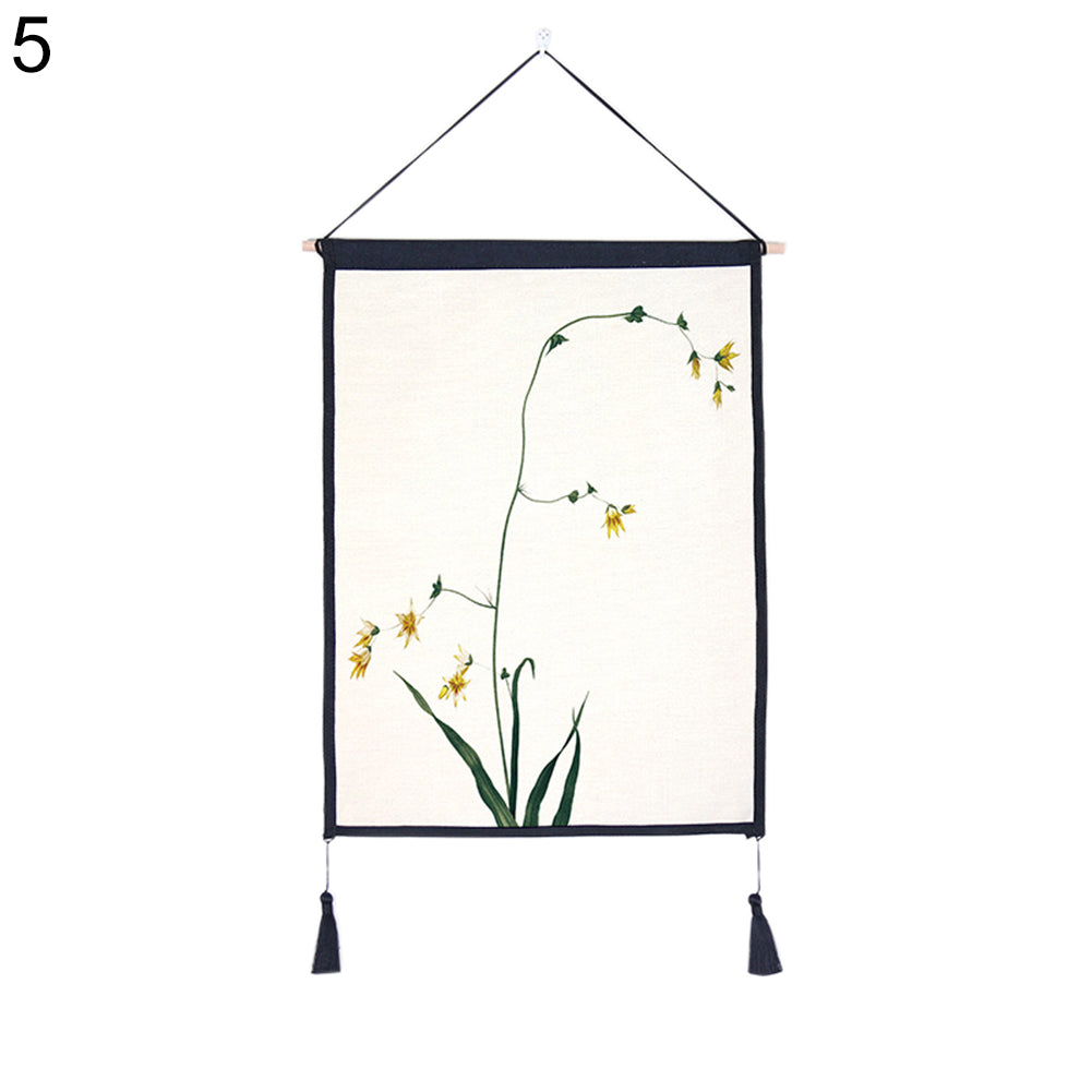 Nordic Flower Plant Tapestry Tassel Hanging Wall Art Background Home Decoration