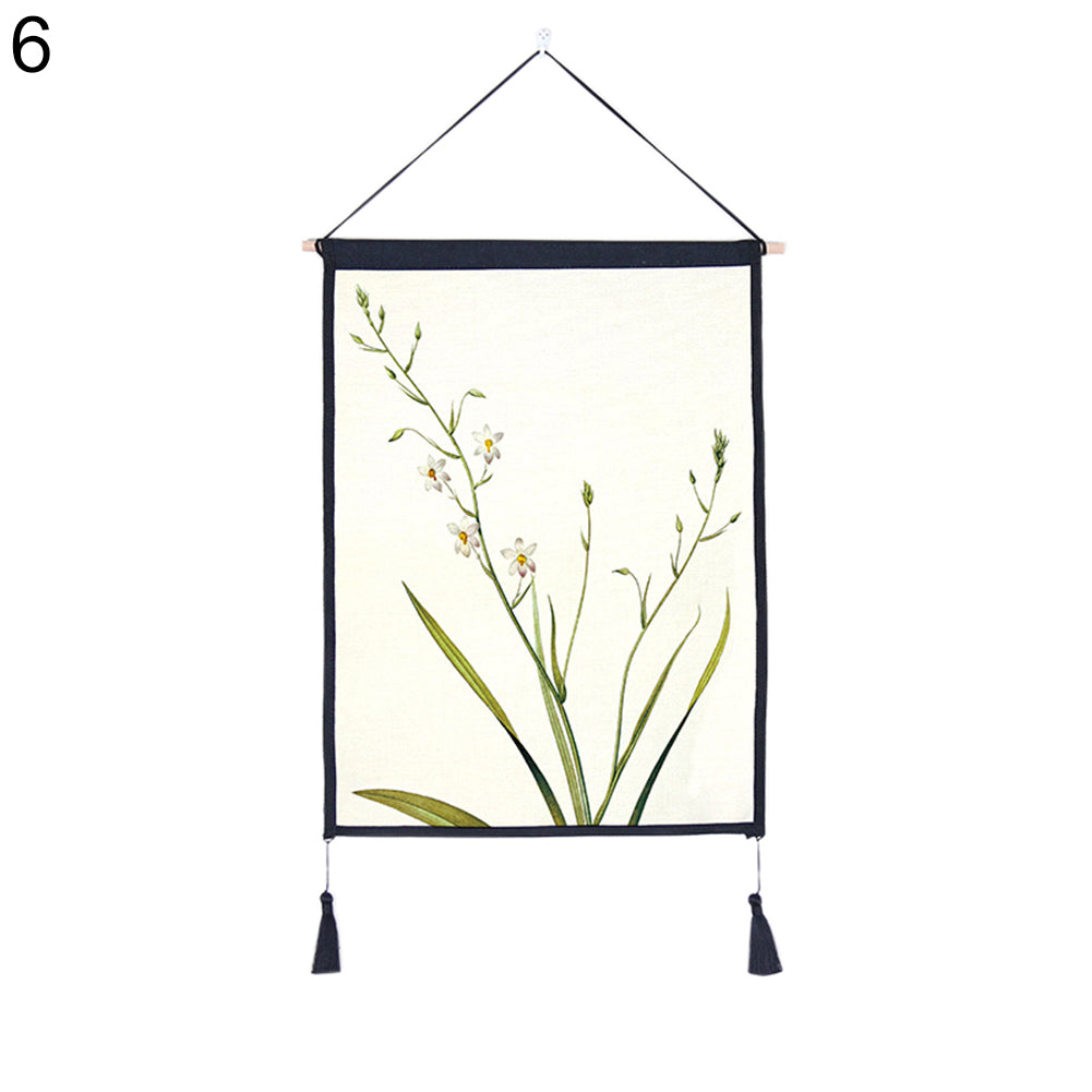 Nordic Flower Plant Tapestry Tassel Hanging Wall Art Background Home Decoration