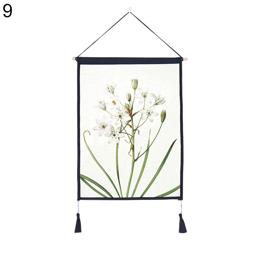 Nordic Flower Plant Tapestry Tassel Hanging Wall Art Background Home Decoration