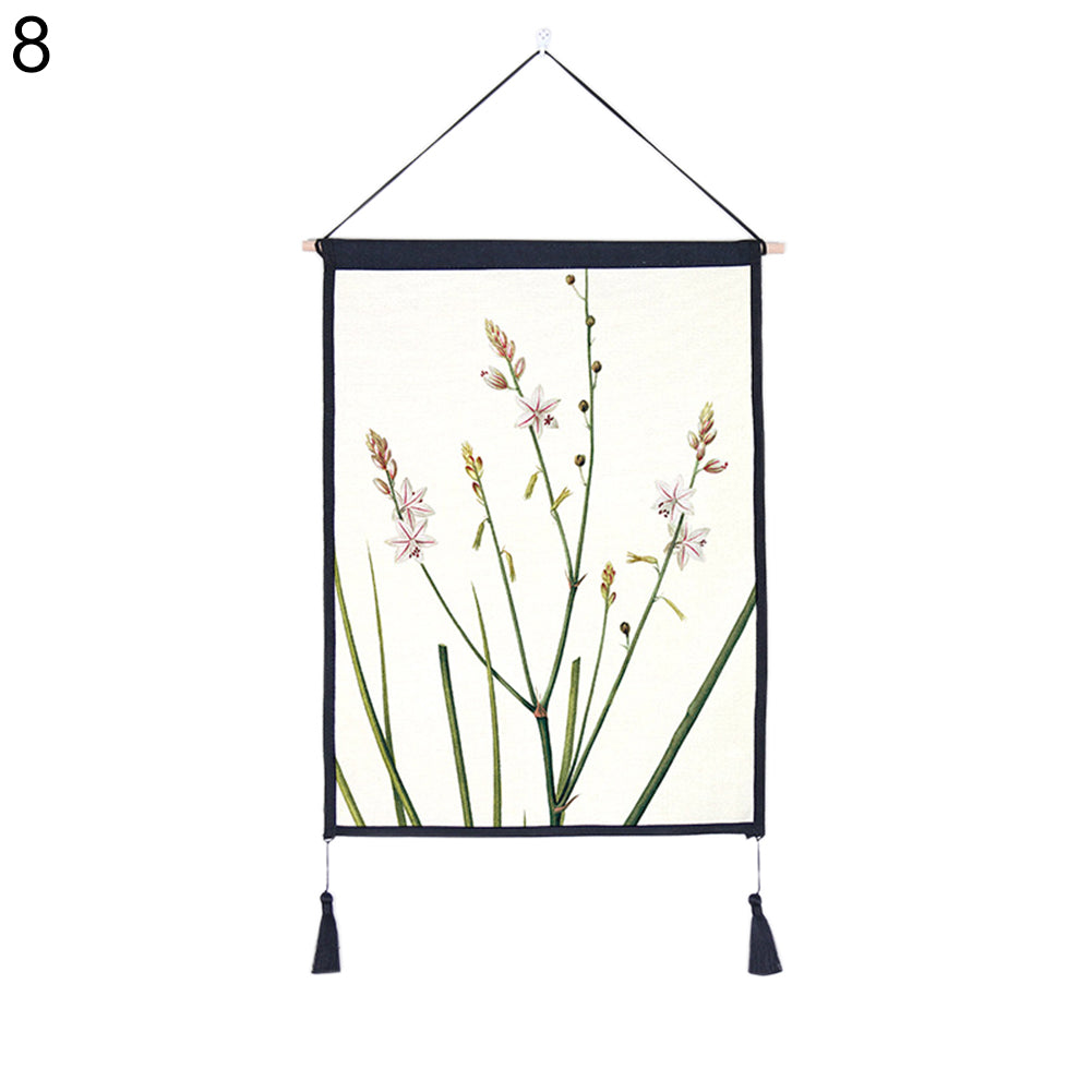 Nordic Flower Plant Tapestry Tassel Hanging Wall Art Background Home Decoration