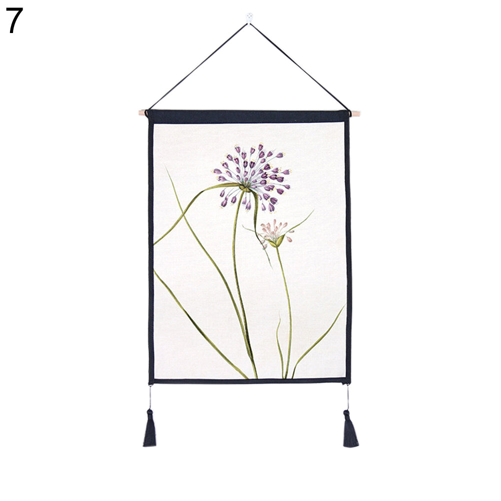 Nordic Flower Plant Tapestry Tassel Hanging Wall Art Background Home Decoration