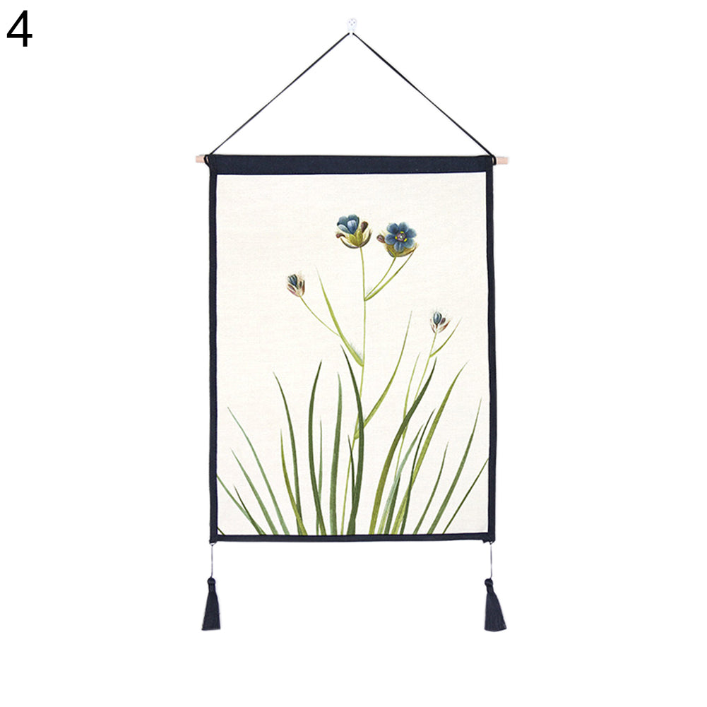 Nordic Flower Plant Tapestry Tassel Hanging Wall Art Background Home Decoration