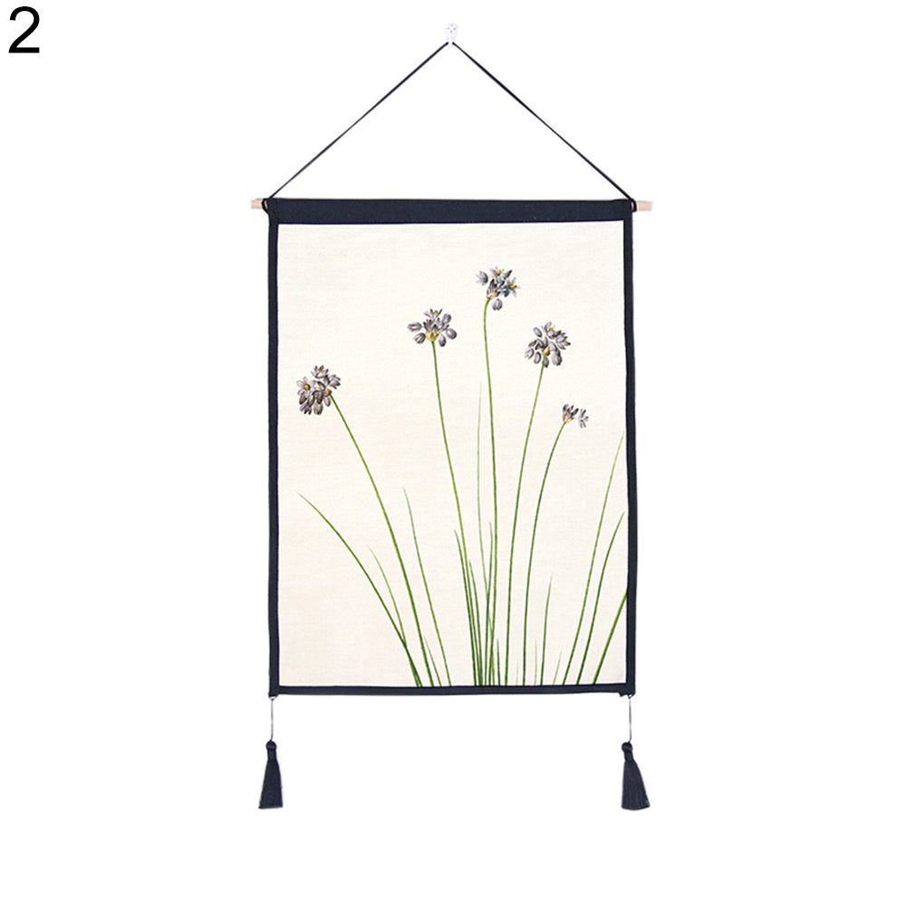 Nordic Flower Plant Tapestry Tassel Hanging Wall Art Background Home Decoration