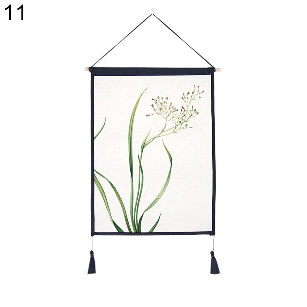 Nordic Flower Plant Tapestry Tassel Hanging Wall Art Background Home Decoration