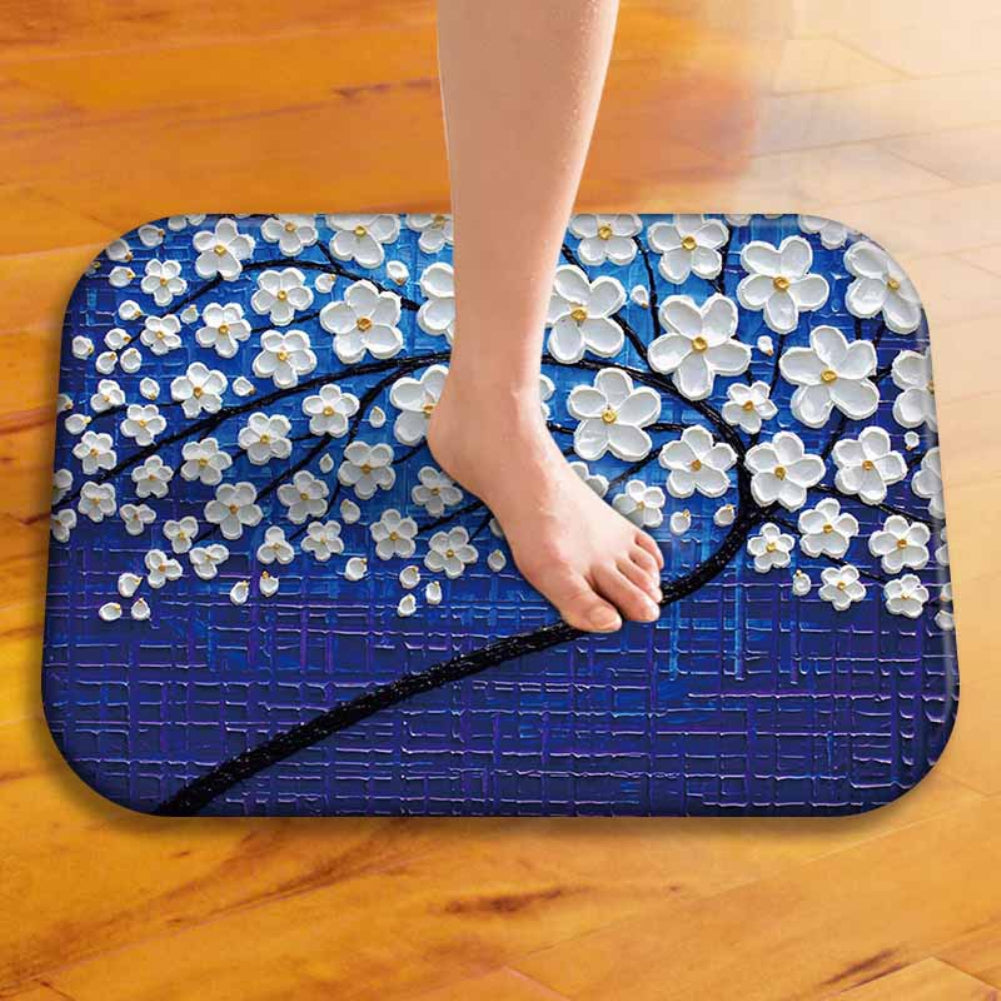 40 x 60cm Oil Painting Style Flowers Anti-slip Doormat Indoor Outdoor Mat Decor