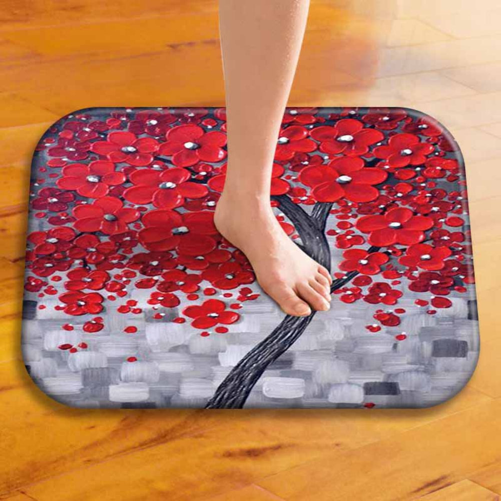 40 x 60cm Oil Painting Style Flowers Anti-slip Doormat Indoor Outdoor Mat Decor