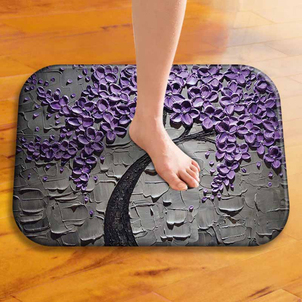 40 x 60cm Oil Painting Style Flowers Anti-slip Doormat Indoor Outdoor Mat Decor