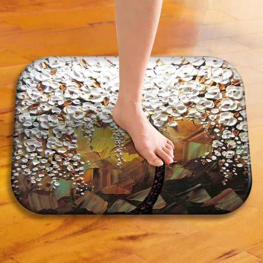 40 x 60cm Oil Painting Style Flowers Anti-slip Doormat Indoor Outdoor Mat Decor