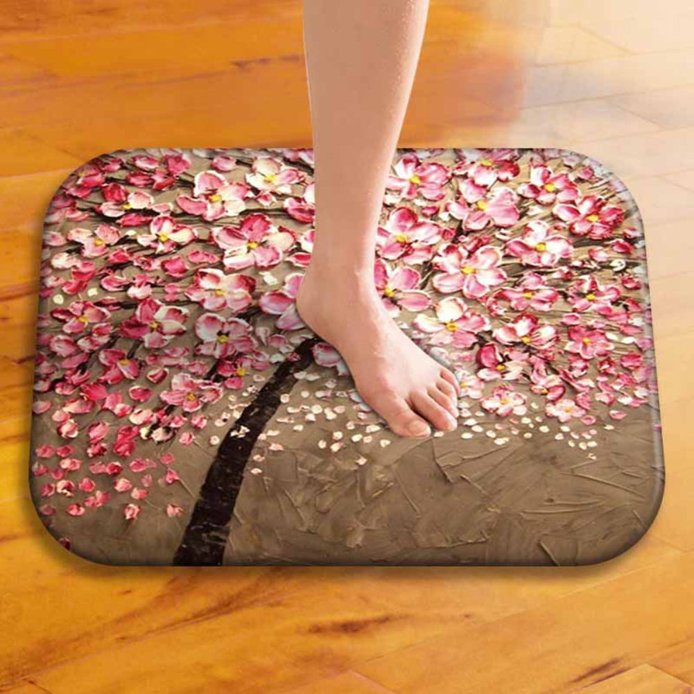 40 x 60cm Oil Painting Style Flowers Anti-slip Doormat Indoor Outdoor Mat Decor