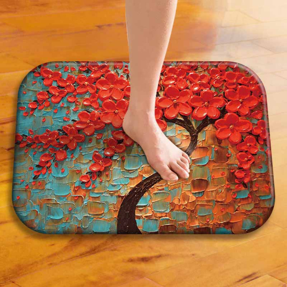 40 x 60cm Oil Painting Style Flowers Anti-slip Doormat Indoor Outdoor Mat Decor