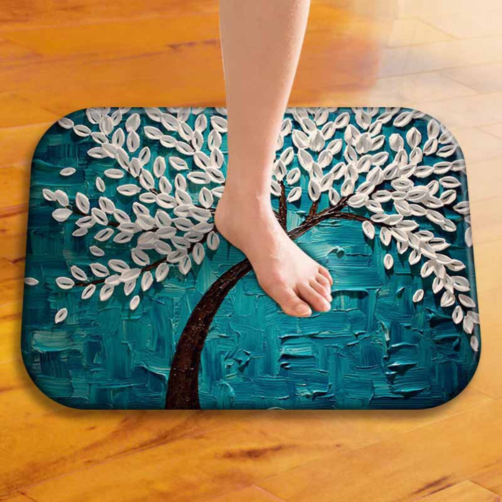 40 x 60cm Oil Painting Style Flowers Anti-slip Doormat Indoor Outdoor Mat Decor