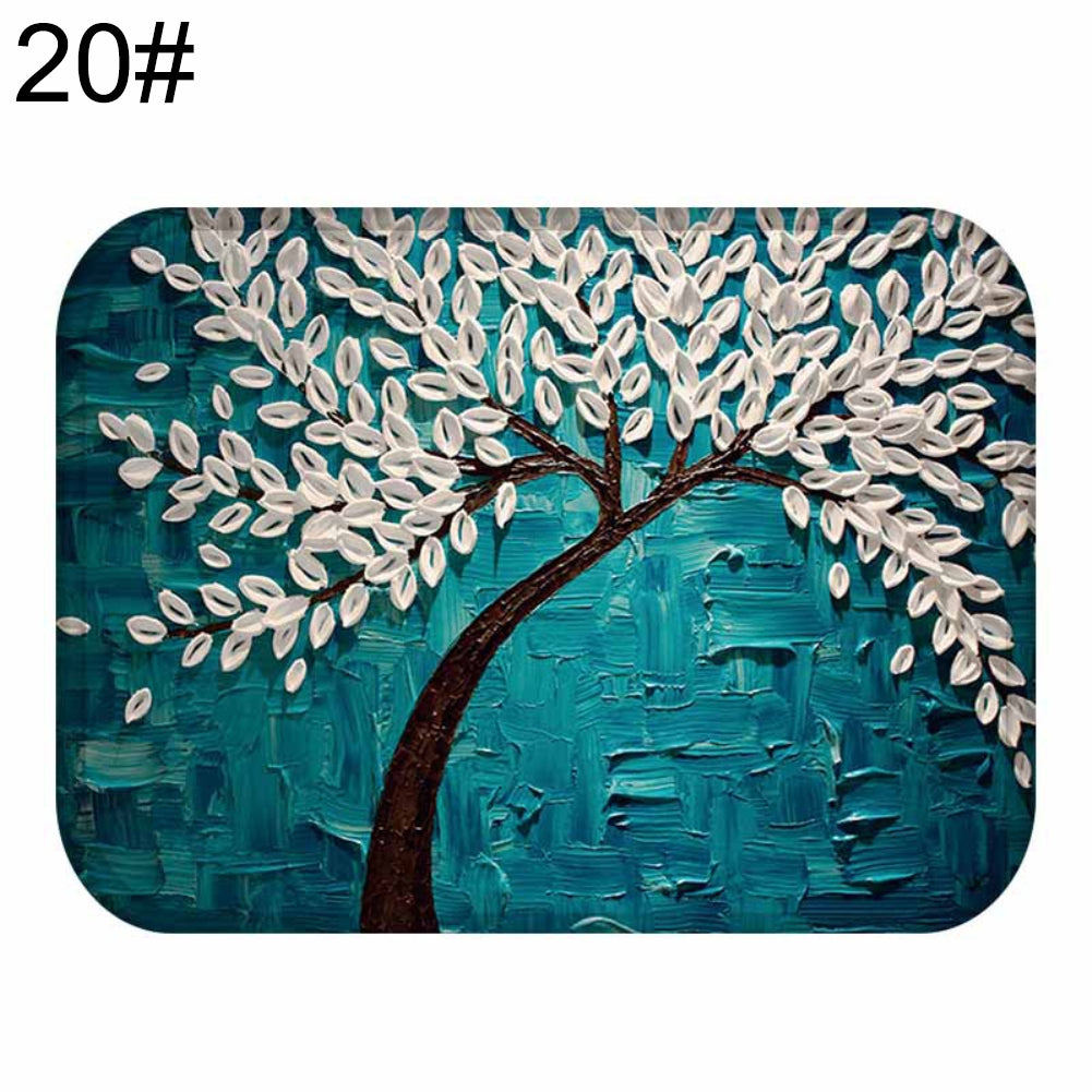 40 x 60cm Oil Painting Style Flowers Anti-slip Doormat Indoor Outdoor Mat Decor