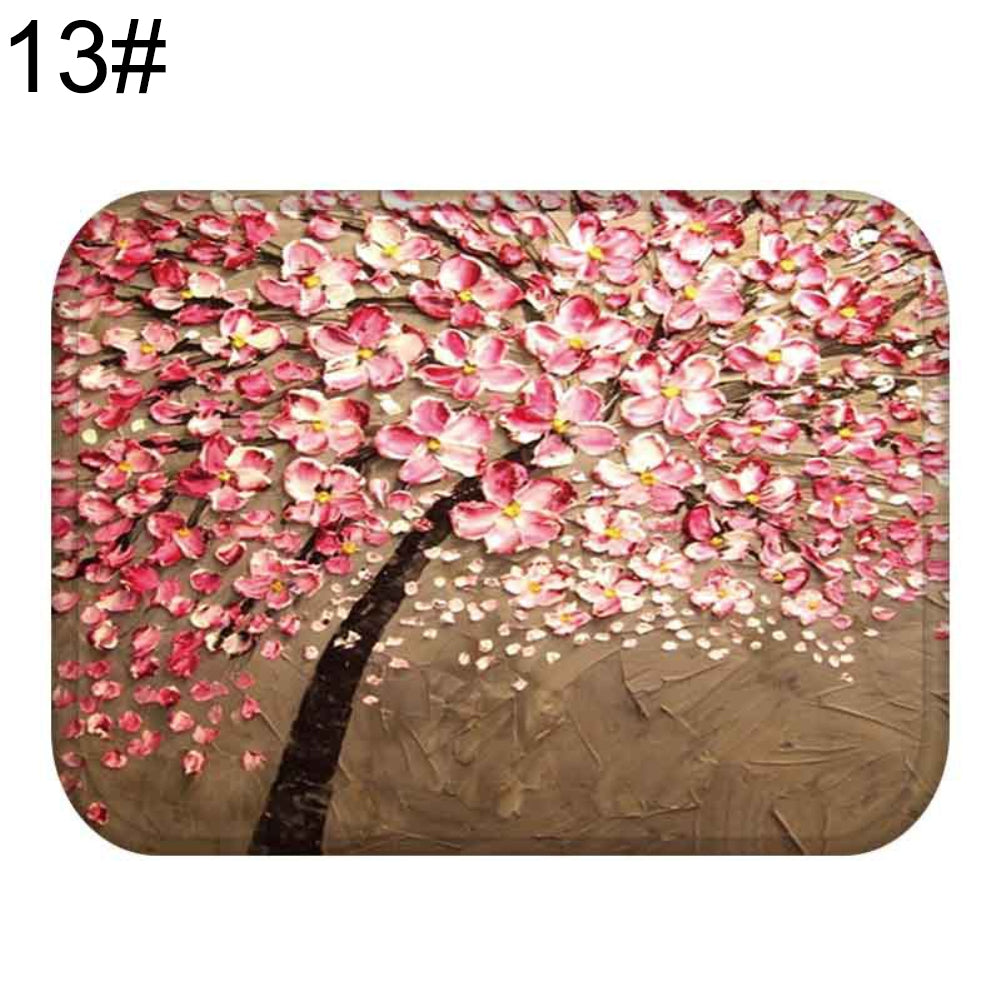 40 x 60cm Oil Painting Style Flowers Anti-slip Doormat Indoor Outdoor Mat Decor