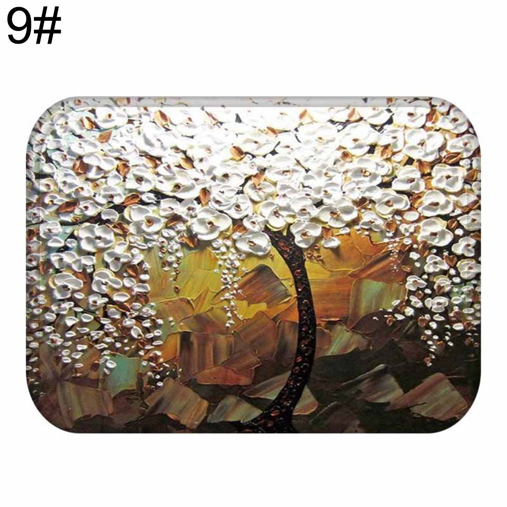 40 x 60cm Oil Painting Style Flowers Anti-slip Doormat Indoor Outdoor Mat Decor