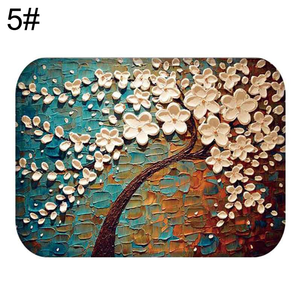 40 x 60cm Oil Painting Style Flowers Anti-slip Doormat Indoor Outdoor Mat Decor