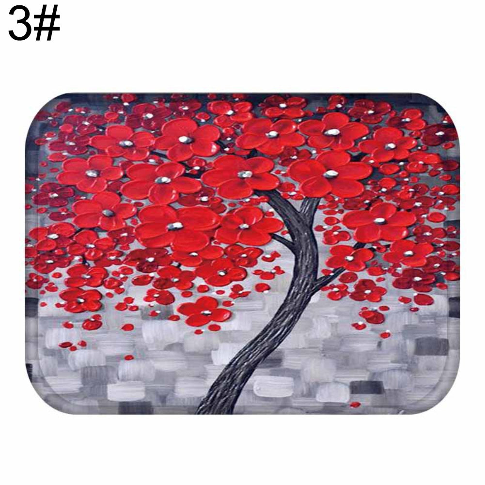 40 x 60cm Oil Painting Style Flowers Anti-slip Doormat Indoor Outdoor Mat Decor