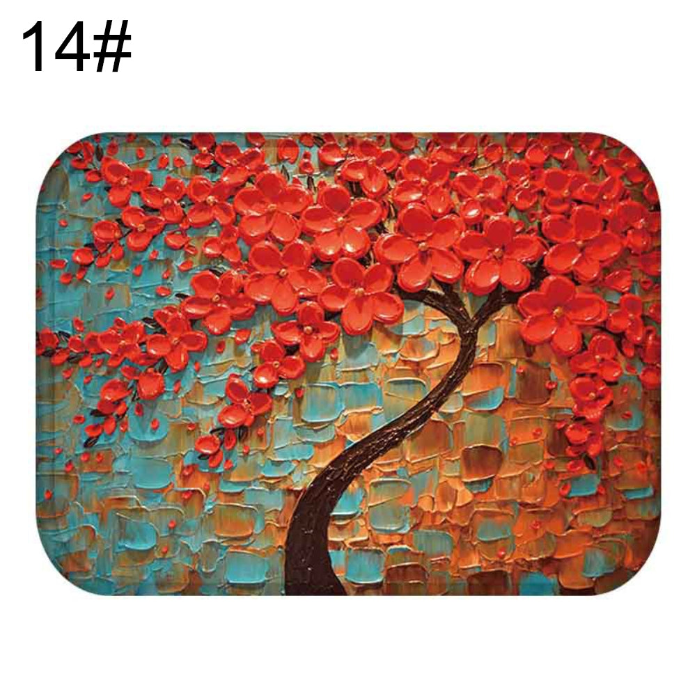 40 x 60cm Oil Painting Style Flowers Anti-slip Doormat Indoor Outdoor Mat Decor
