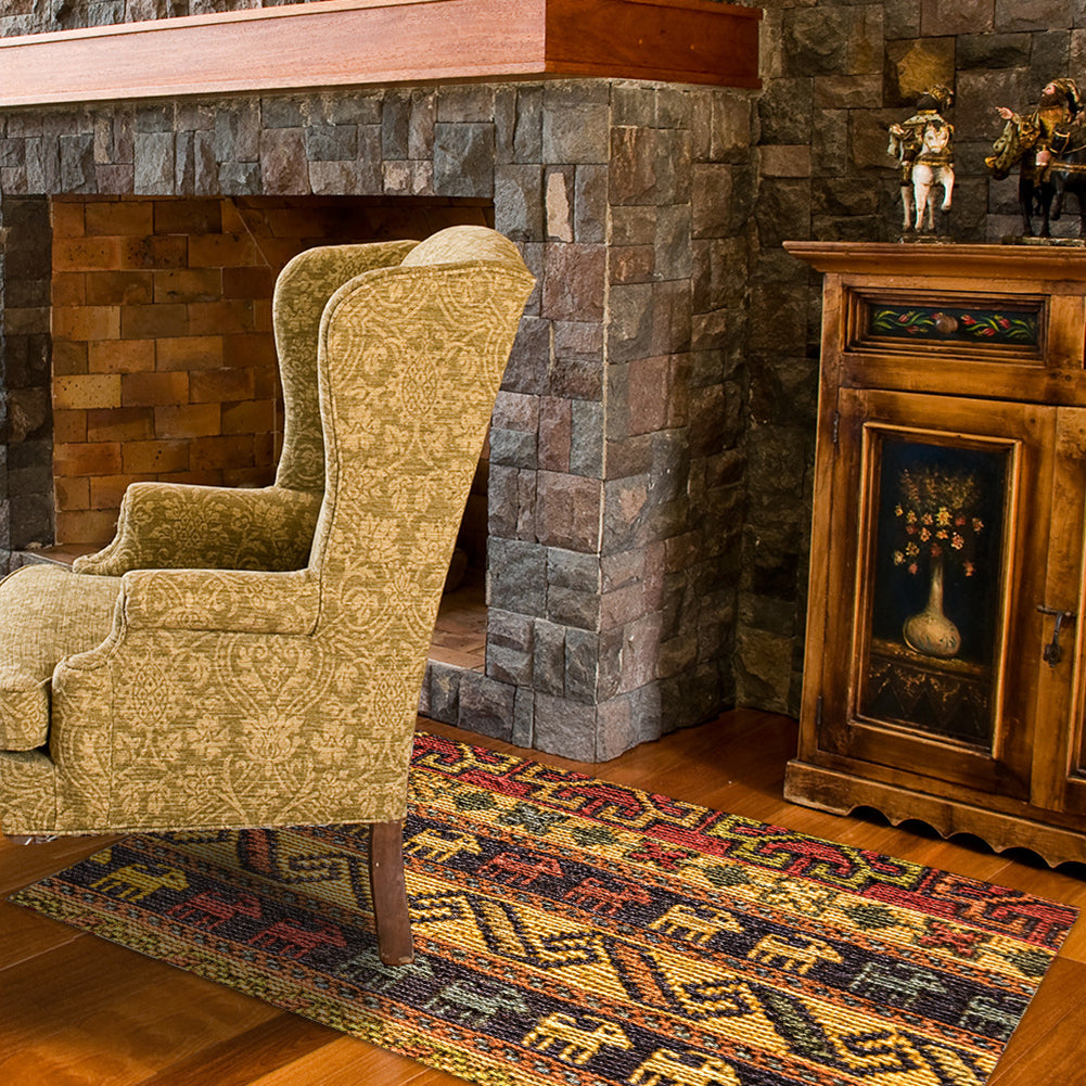 60x120cm Anti-Slip Egypt Knit Print Self-adhesive Floor Mat Sticker Home Decor