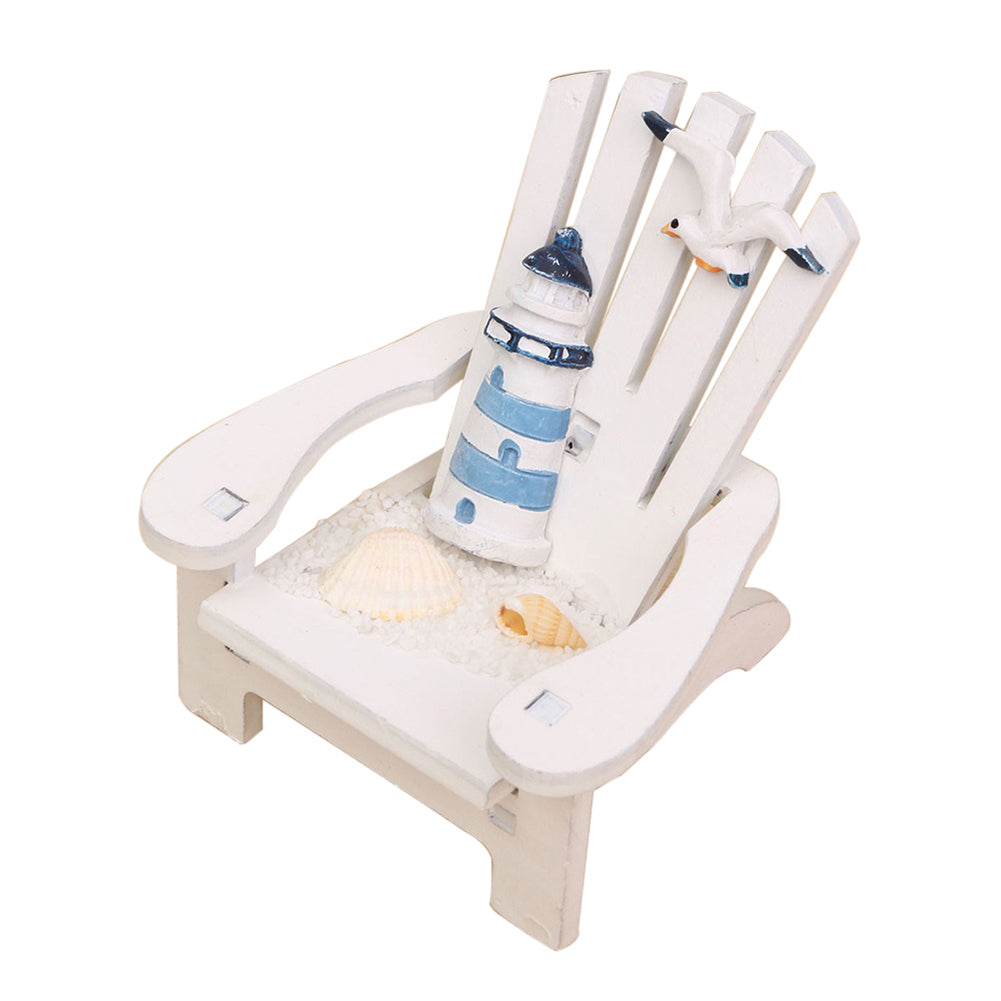 Mini Fairy Wooden Mediterranean Beach Chair Dollhouse Garden Home Decor Ornament