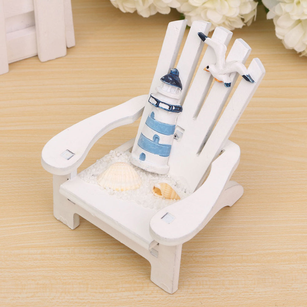 Mini Fairy Wooden Mediterranean Beach Chair Dollhouse Garden Home Decor Ornament