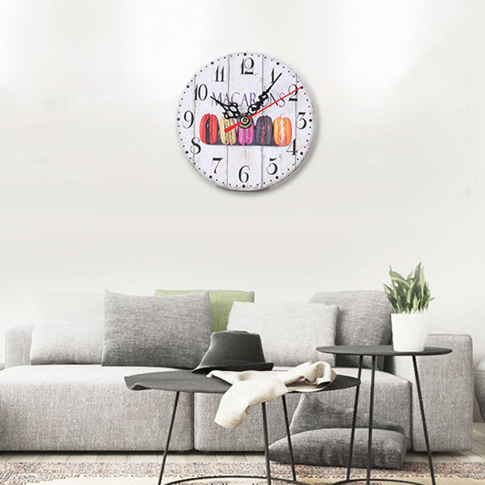 Retro Wooden Number Decorative Round Classic Wall Clock Quartz Home Living Room