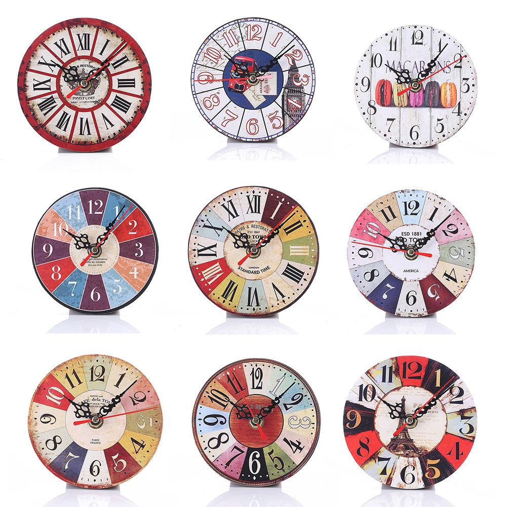Retro Wooden Number Decorative Round Classic Wall Clock Quartz Home Living Room