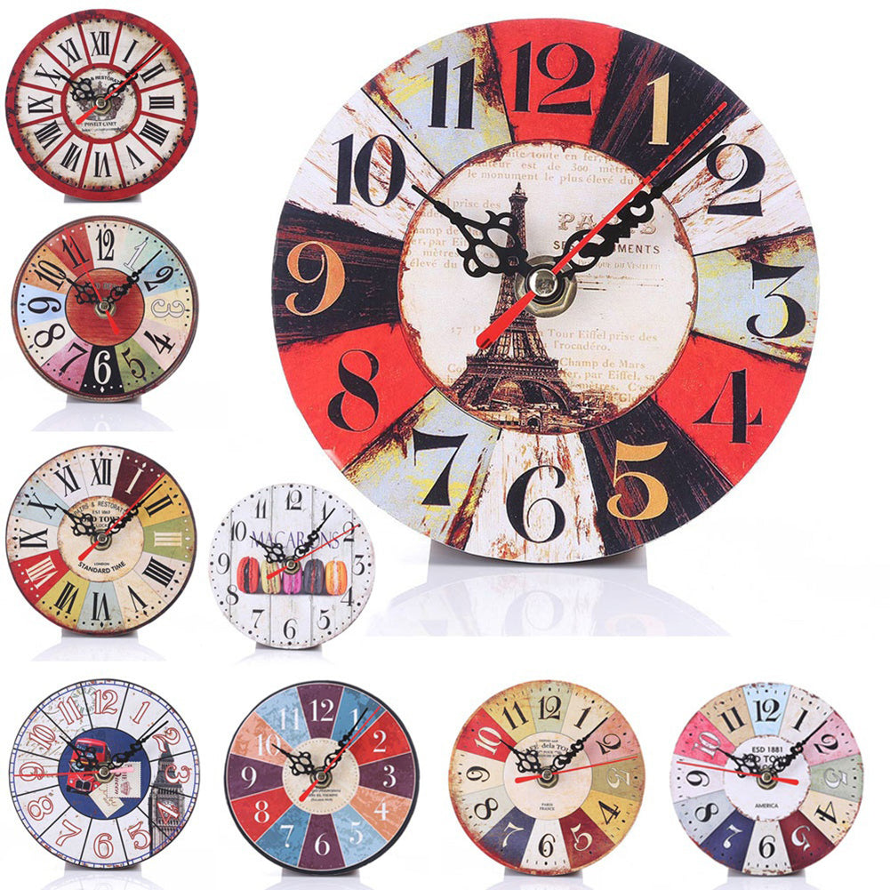 Retro Wooden Number Decorative Round Classic Wall Clock Quartz Home Living Room