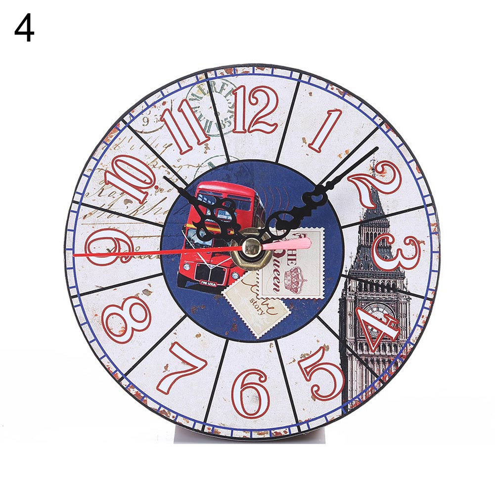 Retro Wooden Number Decorative Round Classic Wall Clock Quartz Home Living Room