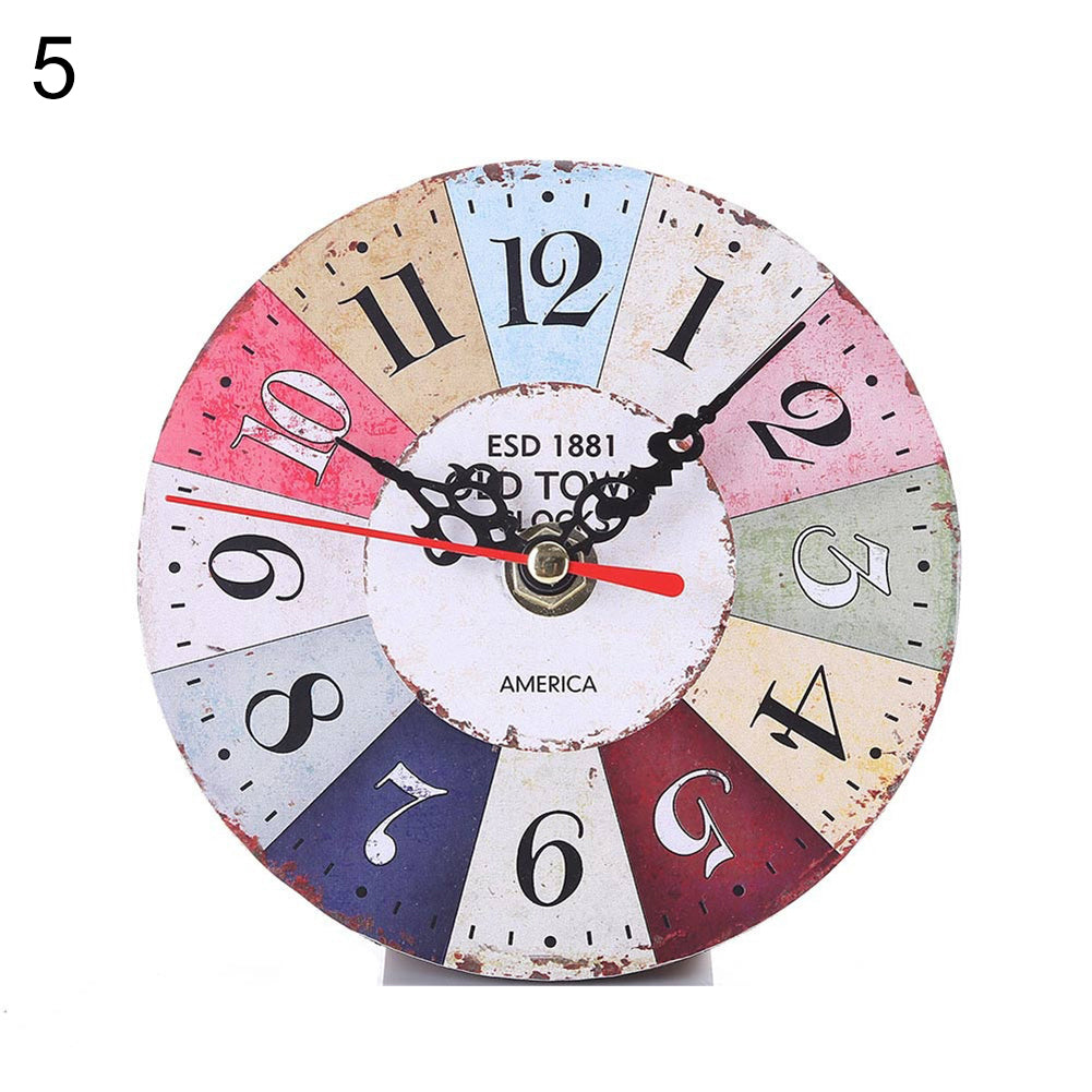 Retro Wooden Number Decorative Round Classic Wall Clock Quartz Home Living Room