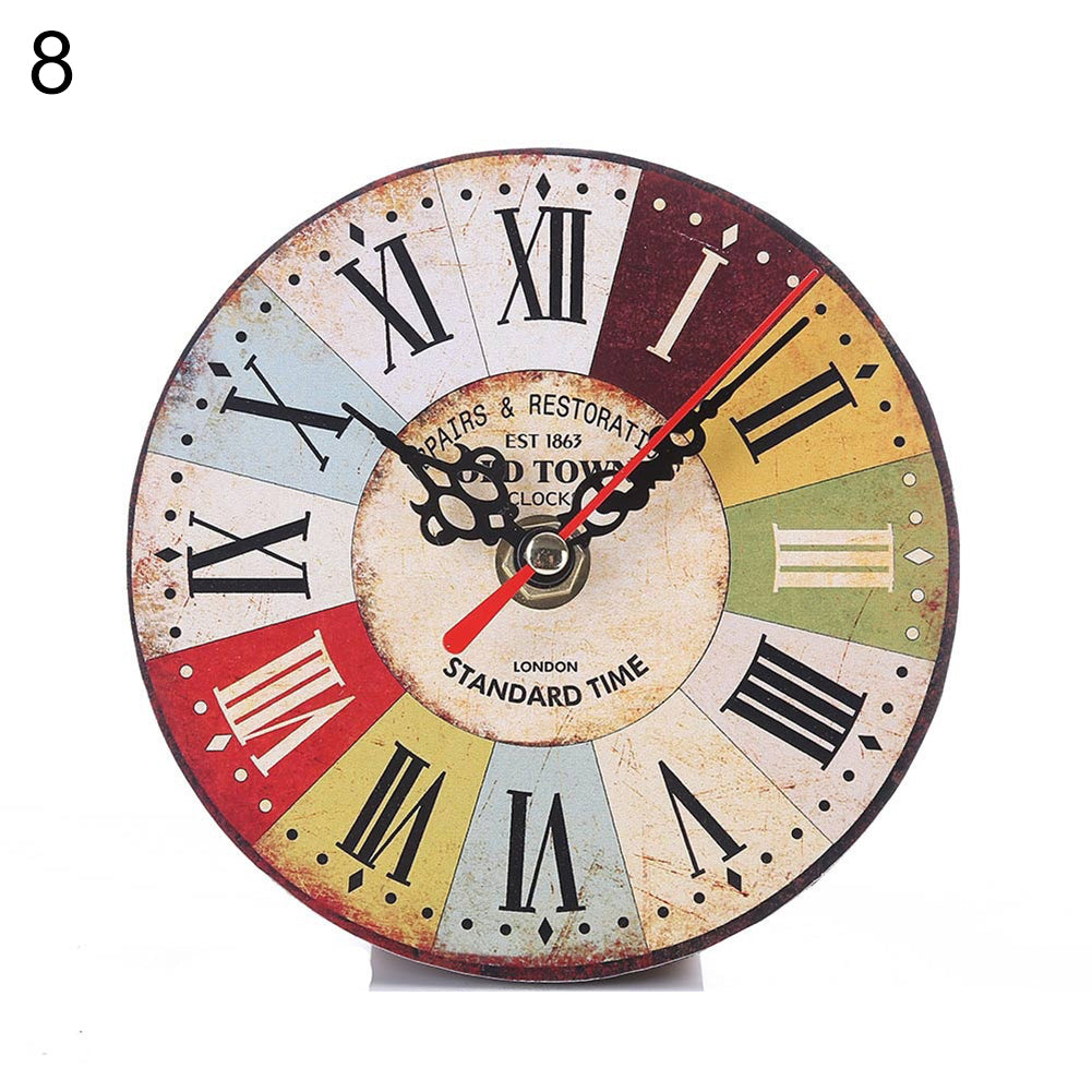 Retro Wooden Number Decorative Round Classic Wall Clock Quartz Home Living Room