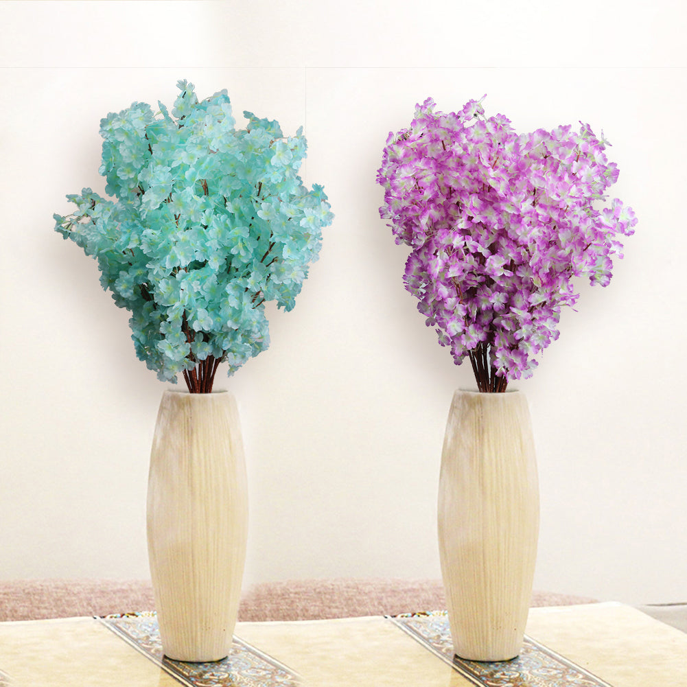 1 Bouquet 3 Branches Cherry Blossom Silk Artificial Flowers Home Wedding Decor