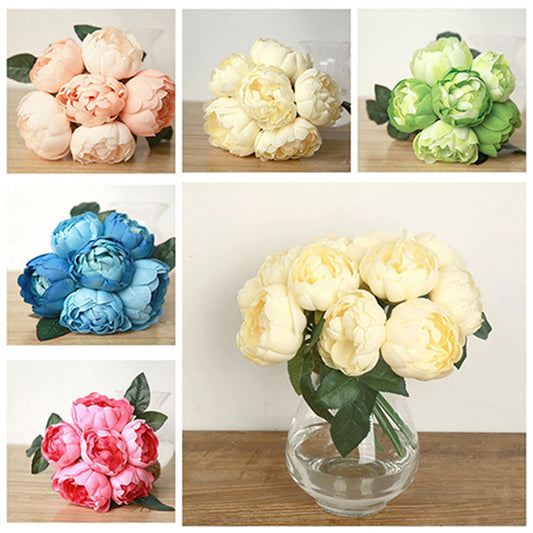 1 Bouquet 6 Heads Artificial Fake Flower Leaf Home Wedding Shop Garden Decor