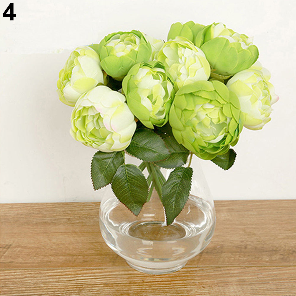 1 Bouquet 6 Heads Artificial Fake Flower Leaf Home Wedding Shop Garden Decor