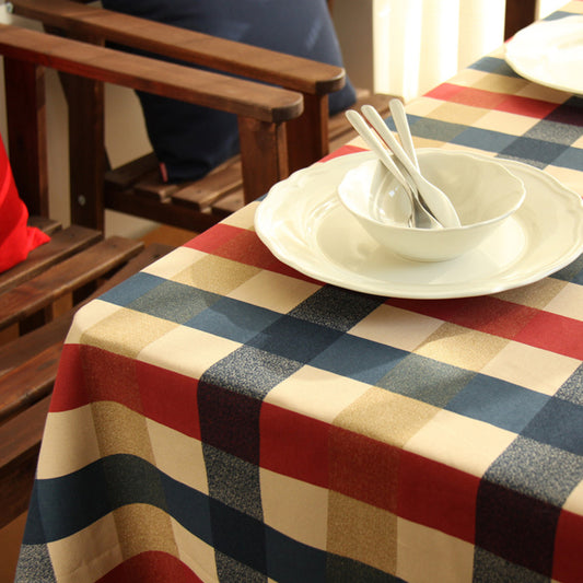 Rectangle Plaid Pattern Cotton Linen Tablecloth Table Desk Cover Kitchen Decor