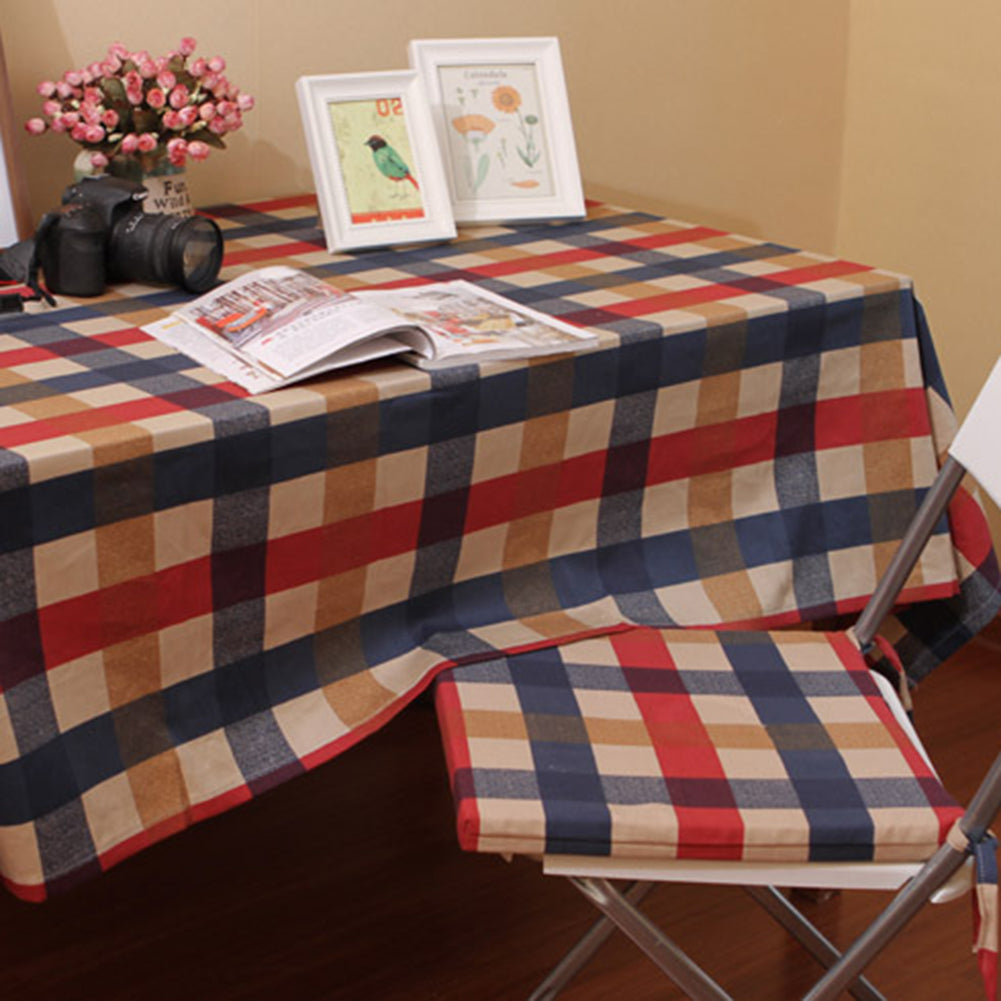 Rectangle Plaid Pattern Cotton Linen Tablecloth Table Desk Cover Kitchen Decor