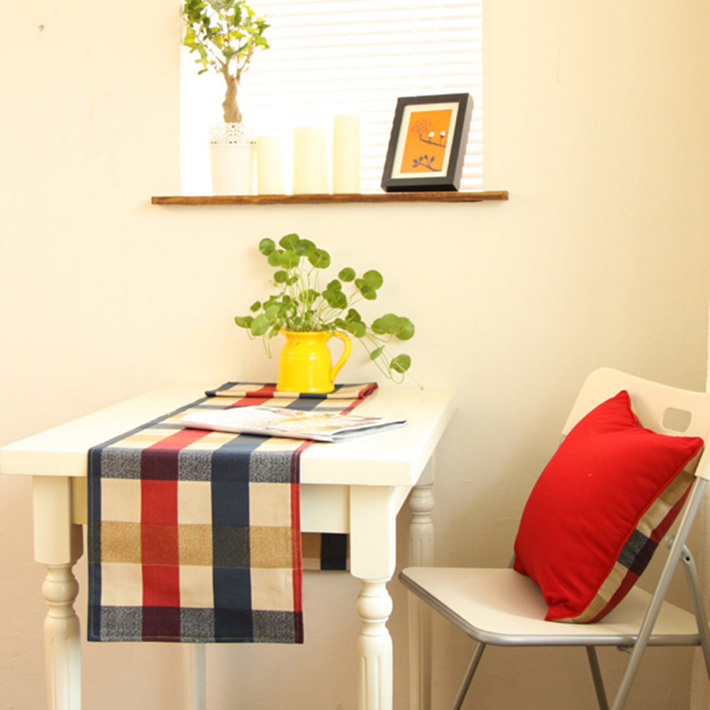 Rectangle Plaid Pattern Cotton Linen Tablecloth Table Desk Cover Kitchen Decor