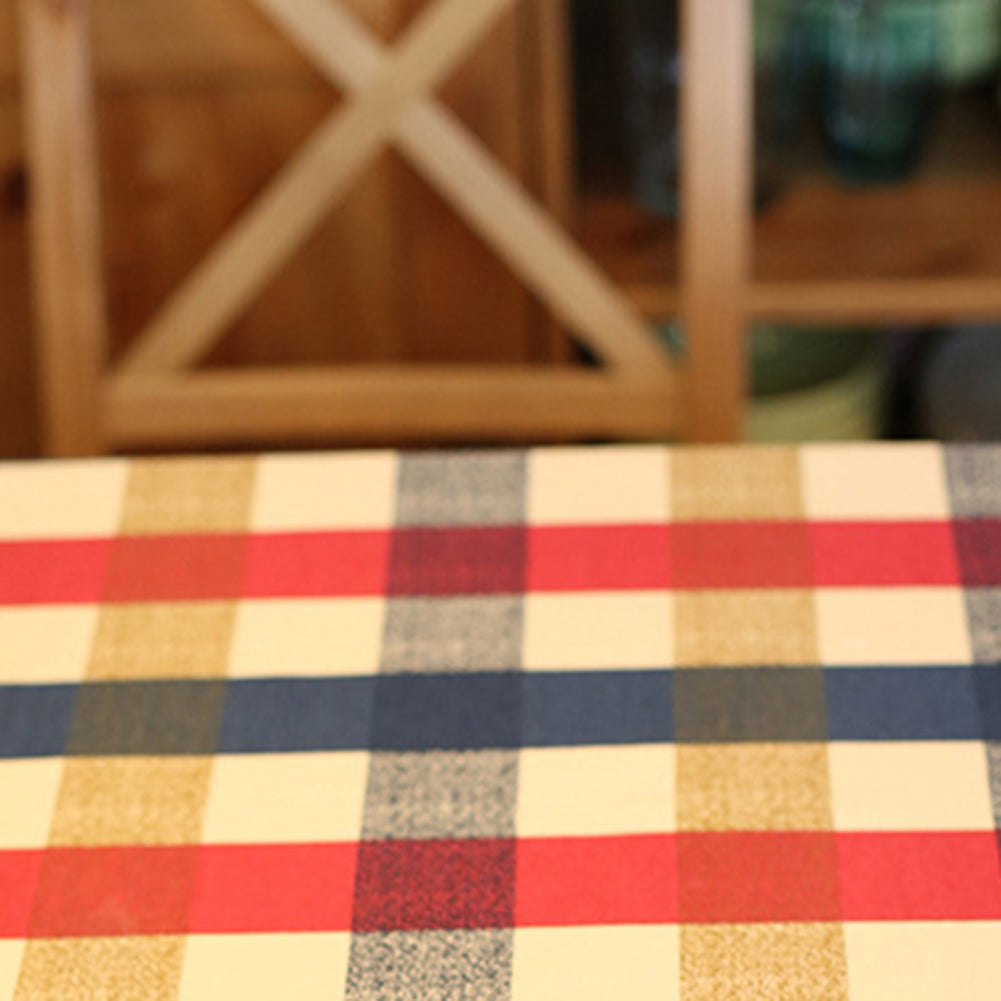Rectangle Plaid Pattern Cotton Linen Tablecloth Table Desk Cover Kitchen Decor