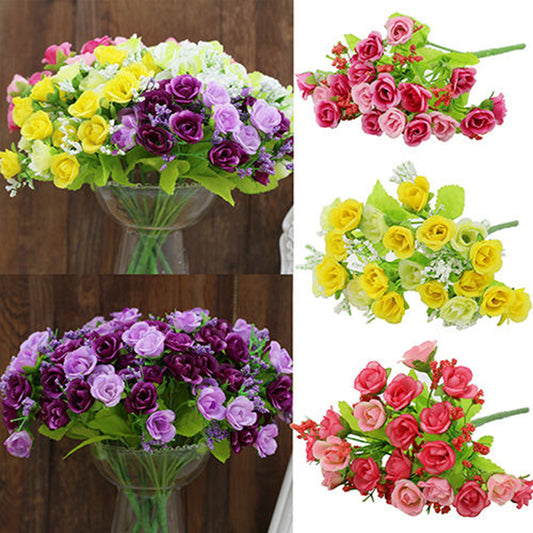 1 Bouquet 21 Heads Artificial Fake Rose Flower Wedding Party Home Decoration