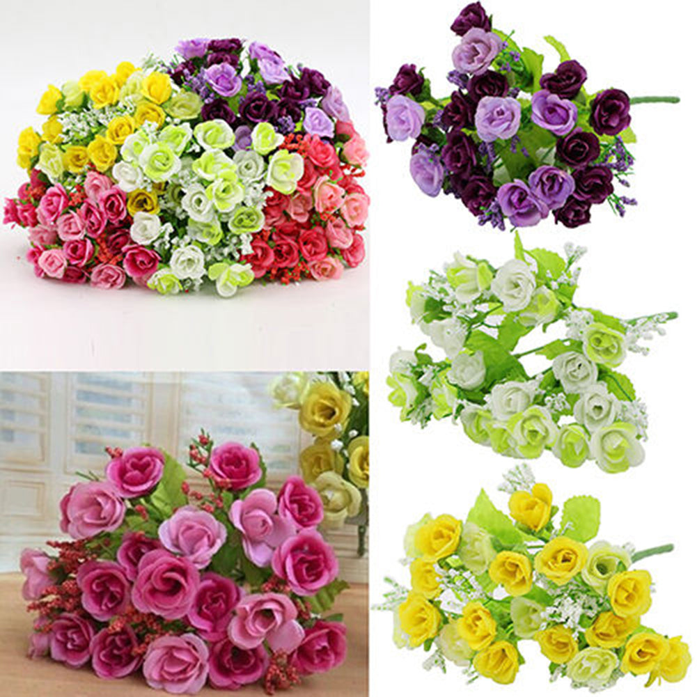 1 Bouquet 21 Heads Artificial Fake Rose Flower Wedding Party Home Decoration