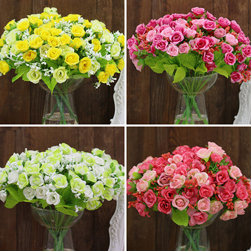 1 Bouquet 21 Heads Artificial Fake Rose Flower Wedding Party Home Decoration