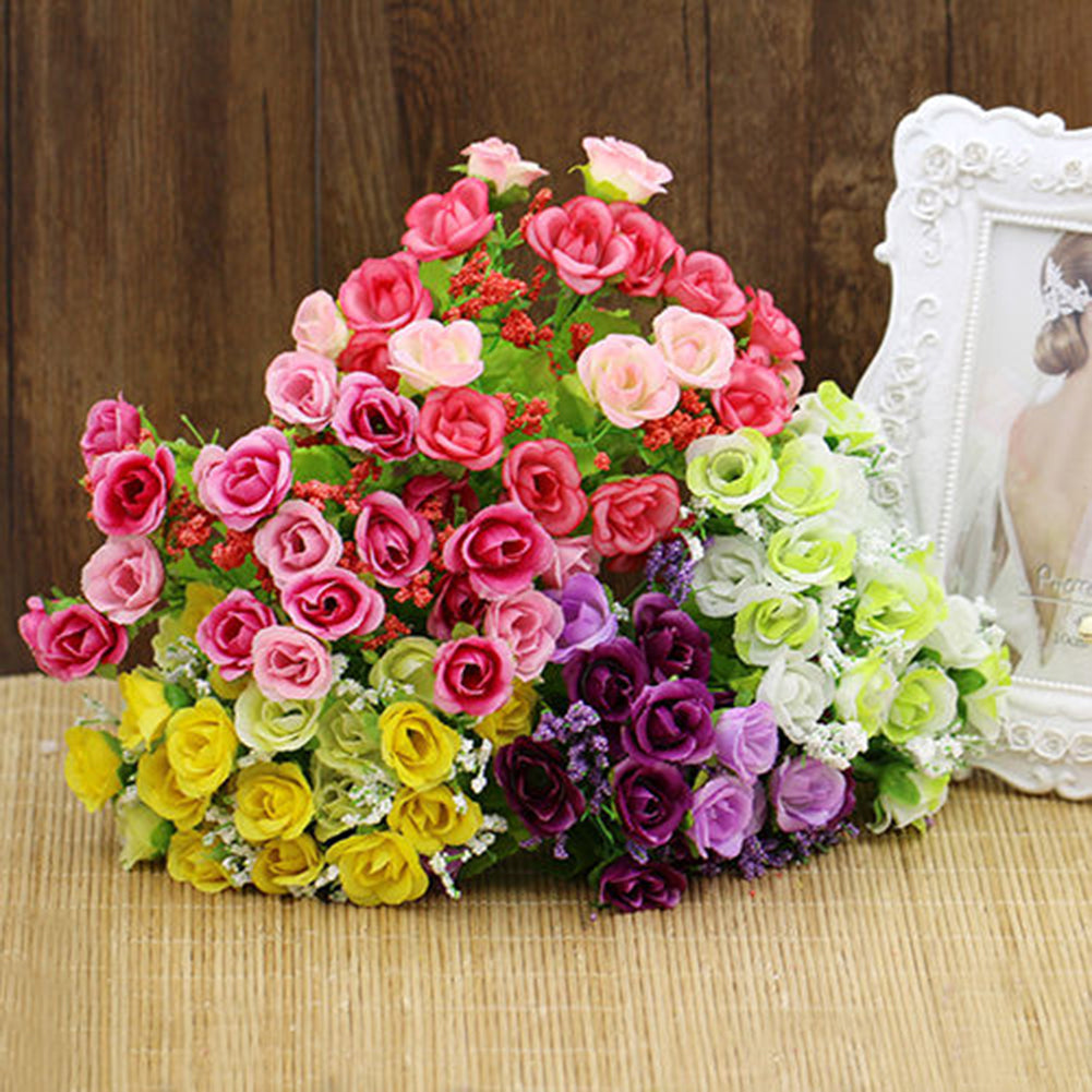 1 Bouquet 21 Heads Artificial Fake Rose Flower Wedding Party Home Decoration